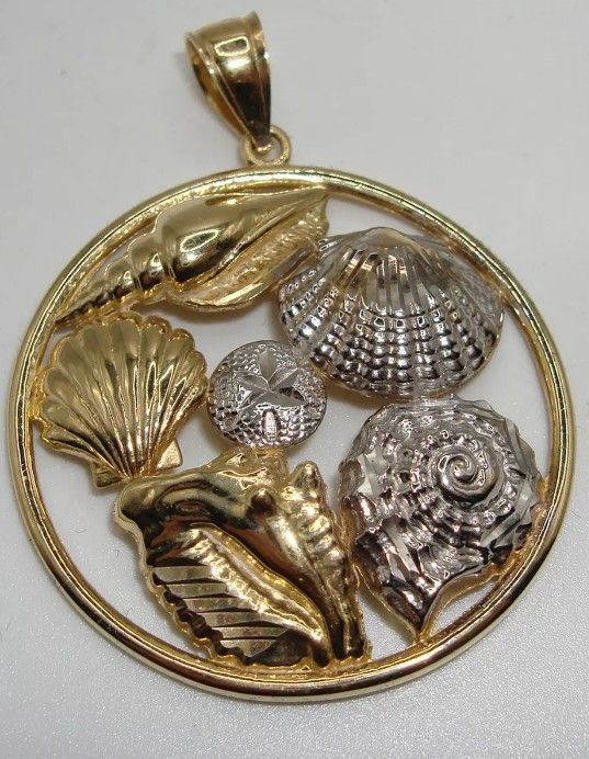 14 Karat Gold Seashells Pendant Charm