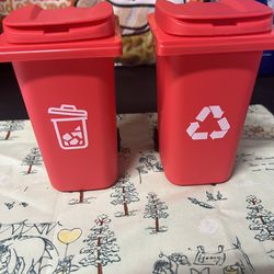 Red Trash Can Pencil Holder With Lid 