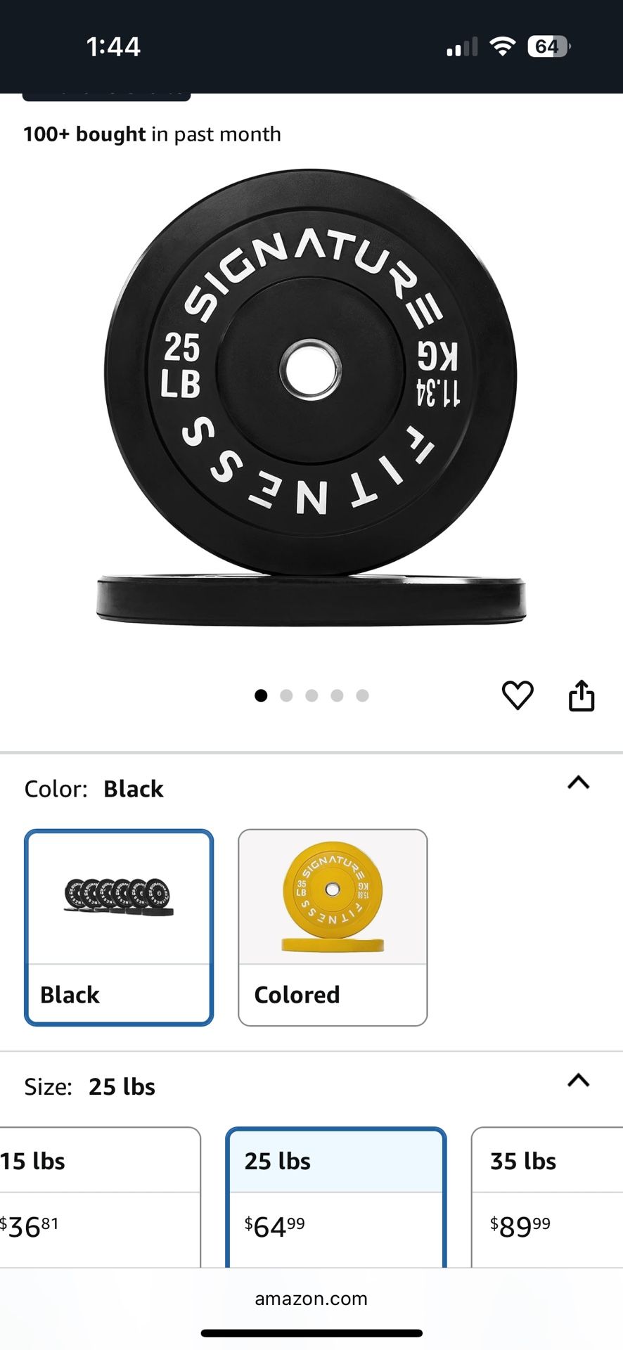 Olympic Bumper Plates, 25lbs Weight Plates for Strength Training & Weightlifting