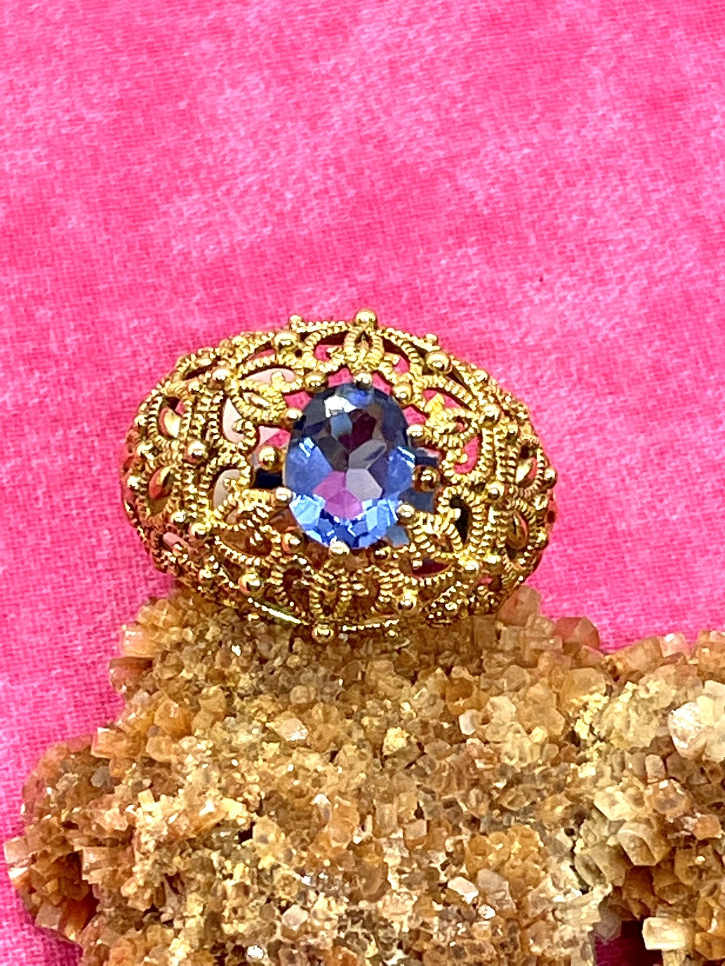 Sterling Tanzanite Glass Ring Sz 10