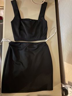 Black Crop Top and Mini Skirt Set