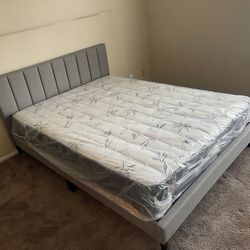 Gray Queen Bed With Nice 10” Orthopedic Supreme Mattress Included 📍 