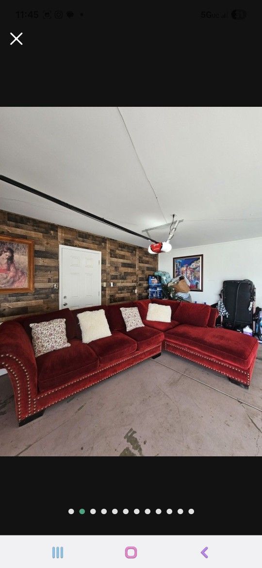 Red Velvet Sofa