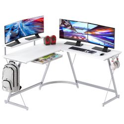 51” x 51” L-Shaped Desk - White