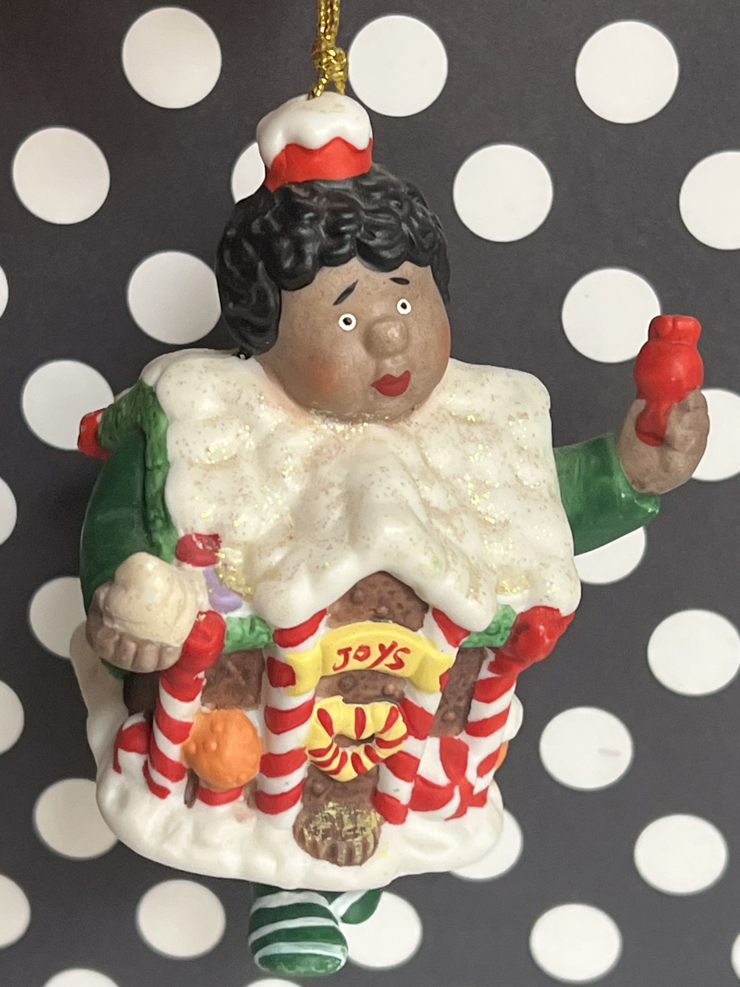 Vintage African American Lady Toy House  Christmas Ornament Bell 4” Figure CUTE