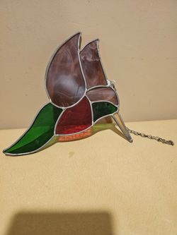 Vintage stained glass hummingbird