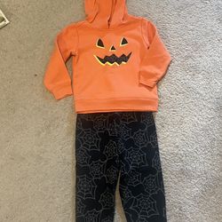 Halloween 2T Carter’s Pumpkin Outfit Hoodie And Pants Boys Or Girls