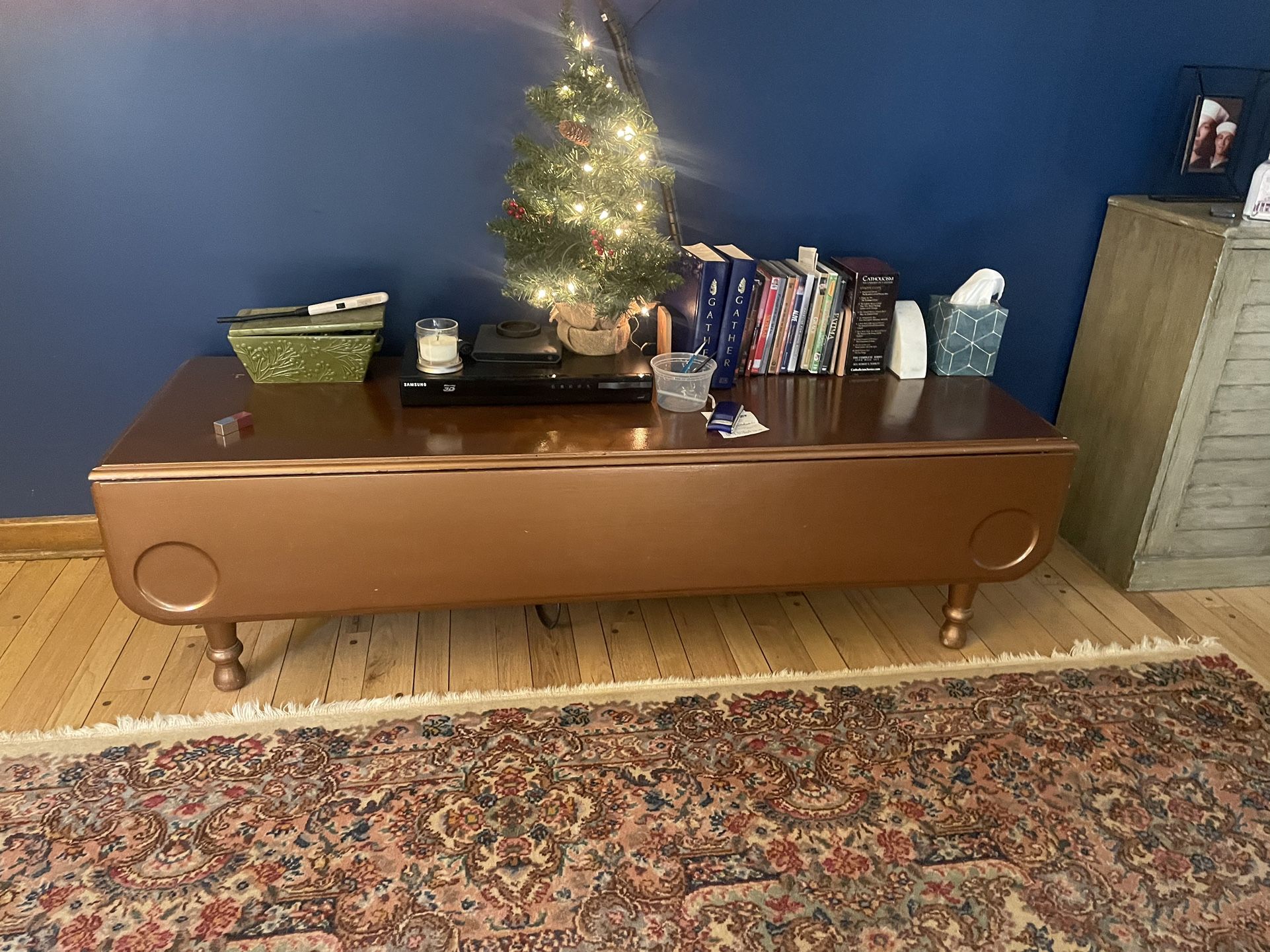 Long Gold Coffee Table Perfect For Under TV