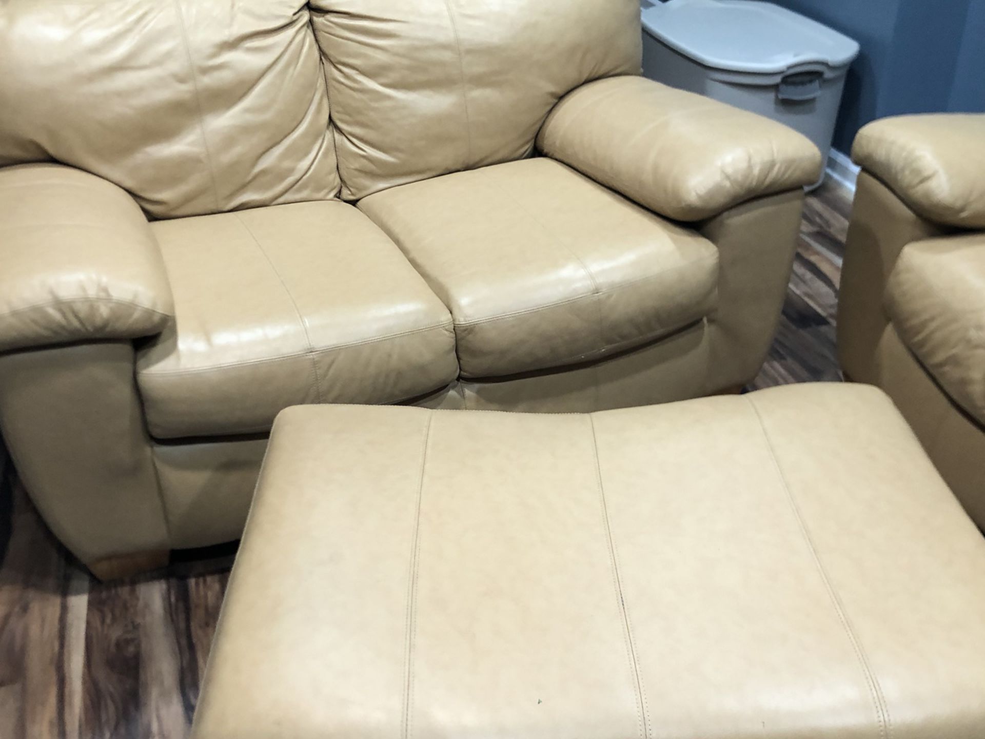 Leather Sofa, Loveseat And Ottoman