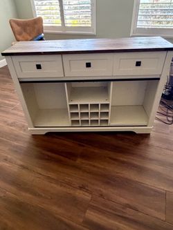 White Wood Buffet Sideboard with Wine Rack