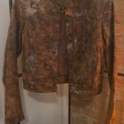 Leaf Camo Leather Jacket