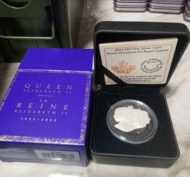 2022 CANADA $20 RHODIUM PLATED .9999 SILVER 1 Oz-Queen Elizabeth II Royal Cypher