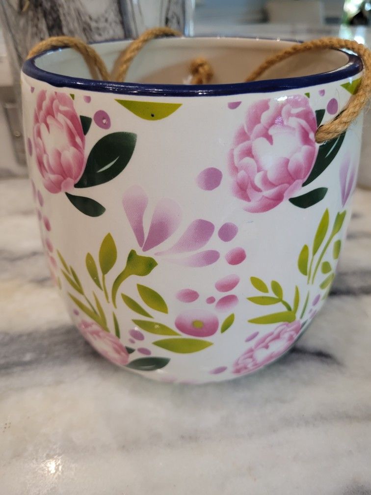 New Floral Ceramic Hanging Garden Planter Pot