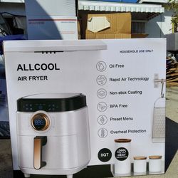 Air Fryer, ALLCOOL Airfryer Oven 8QT Large Air Fryer 1700W 8-in-1 with Touch Screen Air Fryers Dishwasher Safe Nonstick Tray  32 Recip