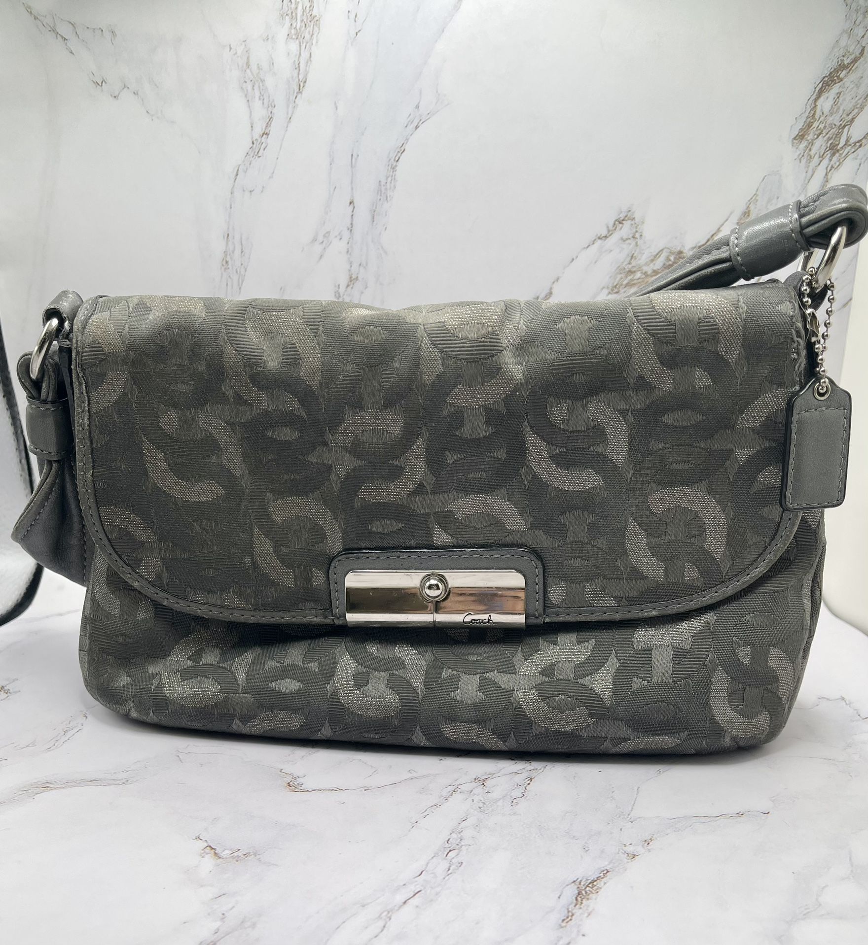 Vintage Coach Gunmetal Gray Chain Link Pattern Shoulder Bag