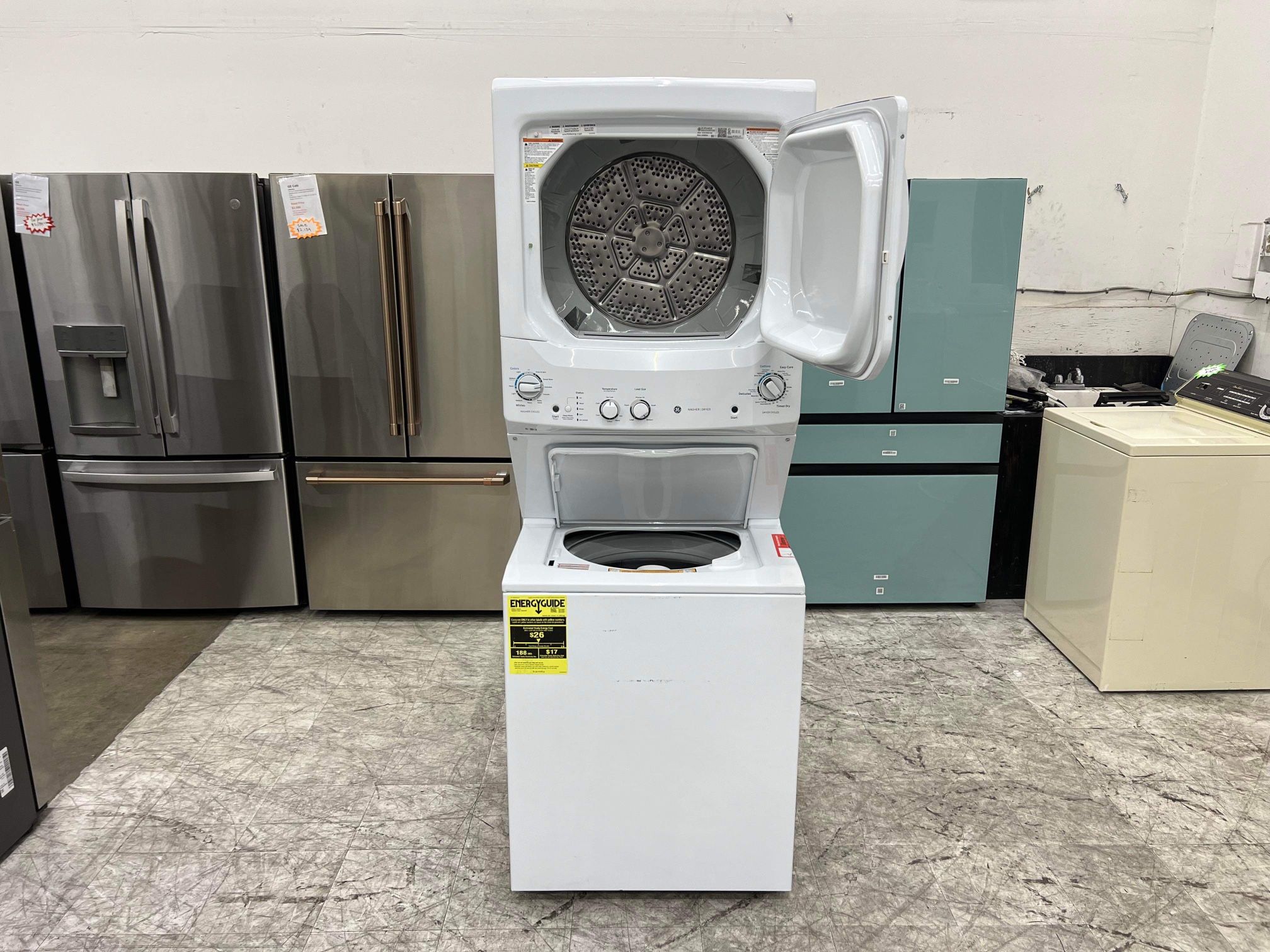 GE 27 inch washer and gas dryer laundry center stackable for Sale in