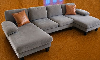 +FREE DELIVERY INCLUDED Gray Sectional Couch Sofa