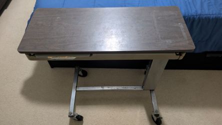 Mobile Height-Adjustable Standing Desk / Overbed Table with Hidden Storage