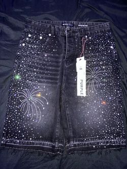 Purple Rhinestone Jean Shorts