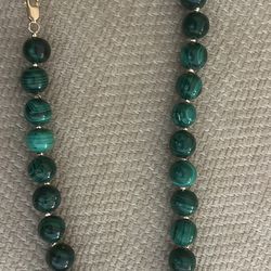 Malachite authentic with 14 gold necklace