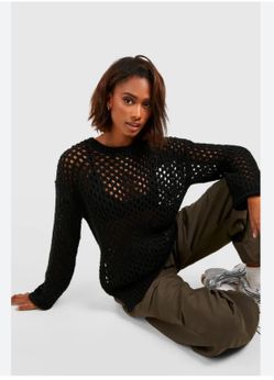 Woman Oversized Crochet Sweater Size m
