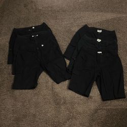 6 Pairs Black Cargo Shorts Sz 6 & 4