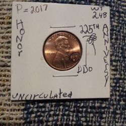 🇺🇸🪙Red Coin Penny (2017)"p"Wt:3.11 DDO on date-p