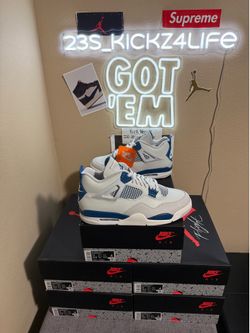 Brand new Air Jordan Military /Industrial blue 4’s size 12x5 with original box and proof of purchase.
