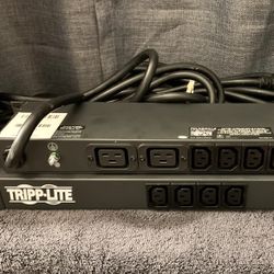 (2) Tripp Lite series 3.8kW Single-Phase 208/240V Basic PDU, 14 Outlets (12 C13 & 2 C19), NEMA L6-20P Input, 15 ft. (4.57 m) Cord, 1U Rack-Mount