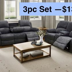 💥FREE DELIVERY💥Brand New  3PC Reclining Sofa Loveseat Chair Set 
