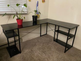 BIG L TABLE WITH STORAGE RACKS IN AFFORDABLE PRICE
