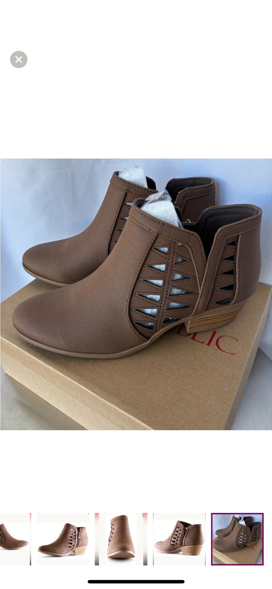 New Marco Republic Women's Brown Ankle Booties with Cutout Design - Western, 7.5
