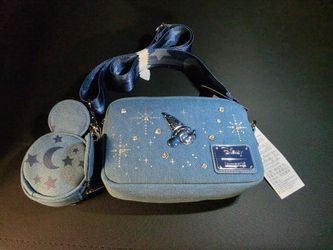 Disney D23 Exclusive Denim Mickey Mouse Ears Crossbody Bag with Coin Pouch