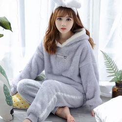 Rabbit Hoddie Pajama Fur Winter Warmer Set