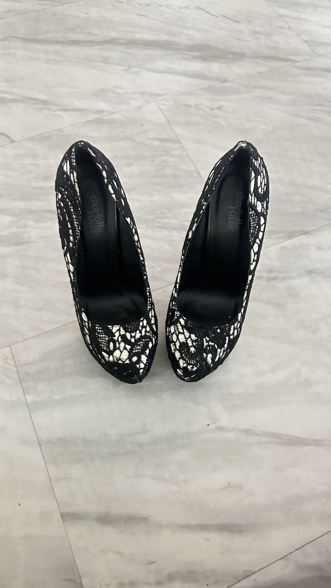 White And Black Heels Size 6