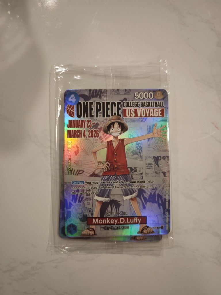 ONE PIECE COLLEGE BASKETBALL US VOYAGE TRADING CARD LIMITED IN HAND