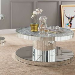 40”x40”x19”H ROUND MIRROR COFFEE TABLE