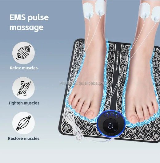 EMS Foot Massager Mat for Neuropathy-Feet Massager with Remote Control, 4 Body Pads, 2-in-1 Back Massager & Legs Foot Massage with 8 Modes, 19 Levels