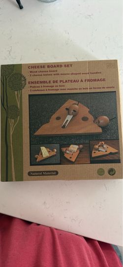 Wood Cheese Board Set with Mouse-Handle Knives