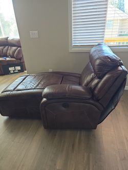 Leather brown couches.