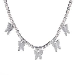 Fashion Tennis Necklace Butterfly Pendant 