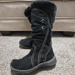 BareTraps Black Winter Boots Faux Fur Women’s 6.5 Mid Calf