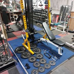 Powertec Home Gym / Olympic weights / pesas / gymnasio / bench press / barbell / Squat rack / Fitness / Power Rack
