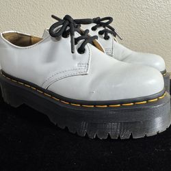 Dr Martens Womens Size 5M White Leather 1461 Quad Retro Platform Shoes 