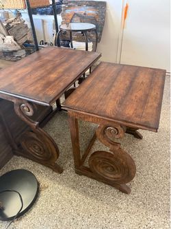 Wood Scroll Nesting Side Tables (2)