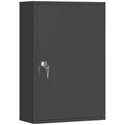 kleankin Wall Mount Medical Cabinet w/3 Tier Shelves, 2 Keys, 15.7"x7.1"x23.6", Black