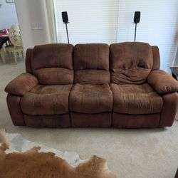Microfiber Brown Reclining Sofa