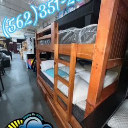 Full Full Bunk bed Oak With Mattresses Colchones Nuevos 