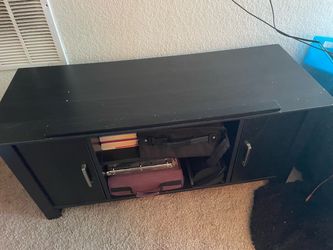 Black TV Stand with Cabinet Storage