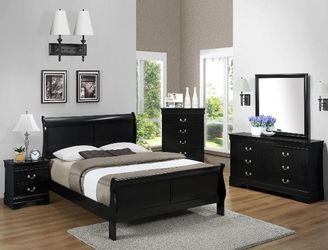 Brand new queen sleigh bedframe + dresser + mirror + nightstand 4PCs set